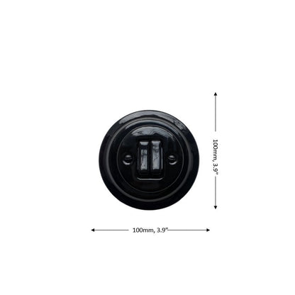 Light Switch Porcelain Loft Retro 2-gang Two-way Flush-Mounting Vintage Cottage Ceramic Black