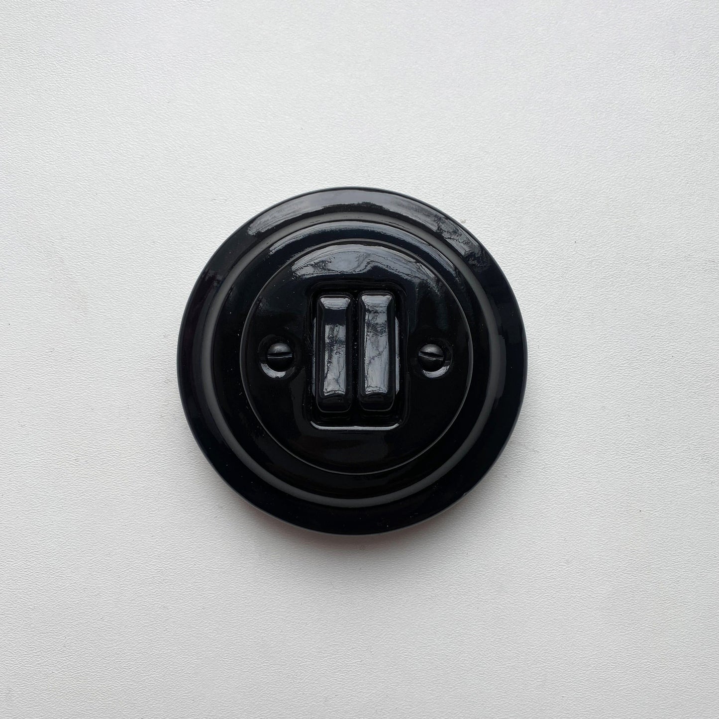 Light Switch Porcelain Loft Retro 2-gang Two-way Flush-Mounting Vintage Cottage Ceramic Black