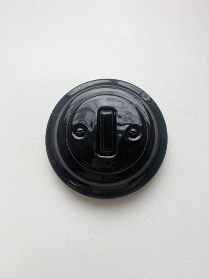 Light Switch Porcelain Loft Retro 1-gang Two-way Flush-Mounting Vintage Cottage Ceramic Black