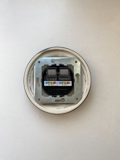 Porcelain Loft Retro Electrical Network CAT.5E Socket RJ45 Flush-Mounting Vintage Cottage Ceramic Black