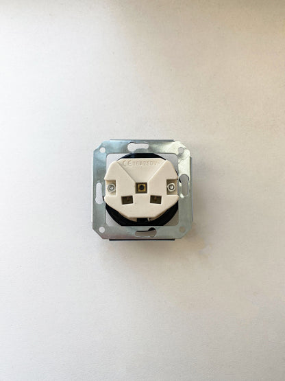 Power Socket Insert Porcelain Loft Retro Electrical German Schuko Flush-Mounting Vintage Cottage Ceramic Black