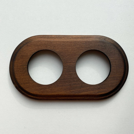 Wooden Loft Retro Double Socket Frame For Flush-Mounted Series Vintage Cottage Dark Wood