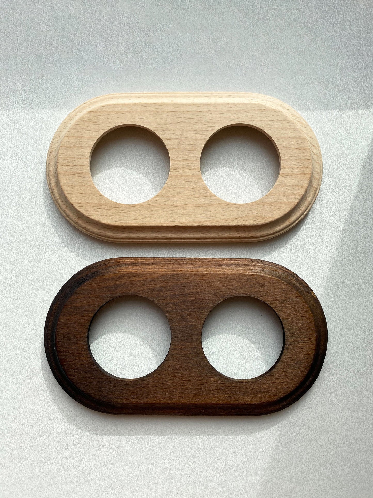 Wooden Loft Retro Double Socket Frame For Flush-Mounted Series Vintage Cottage Dark Wood