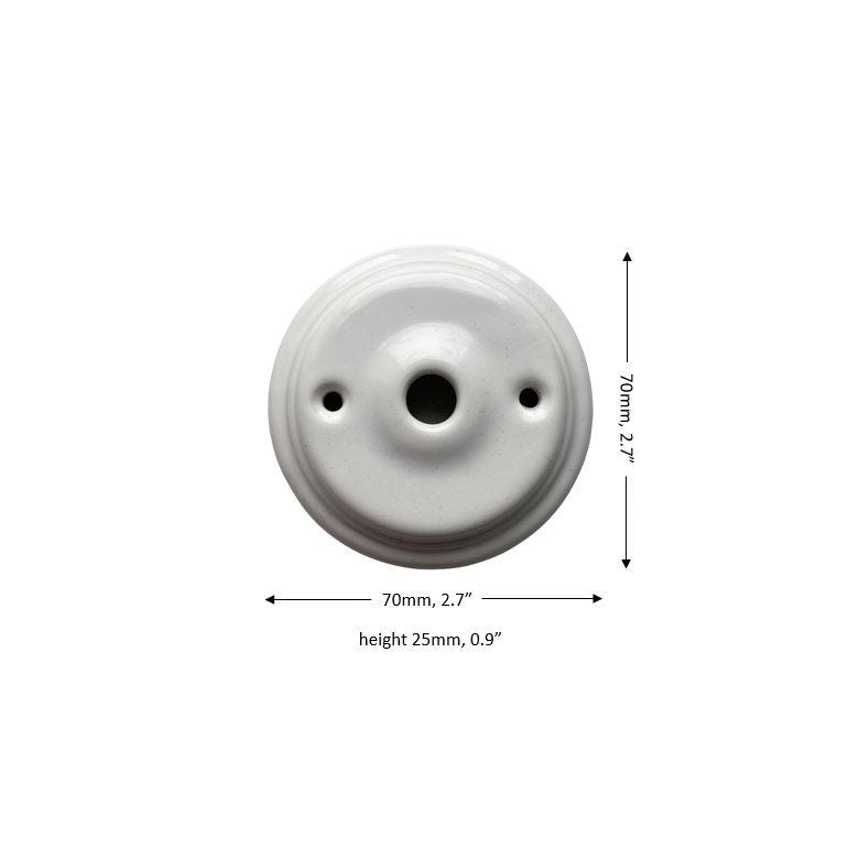 Ceiling Rose Flat Shape Porcelain Surface Mounting Vintage Loft Retro Cottage Ceramic White