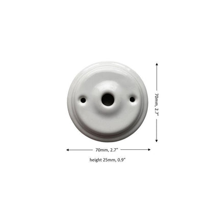 Ceiling Rose Flat Shape Porcelain Surface Mounting Vintage Loft Retro Cottage Ceramic White