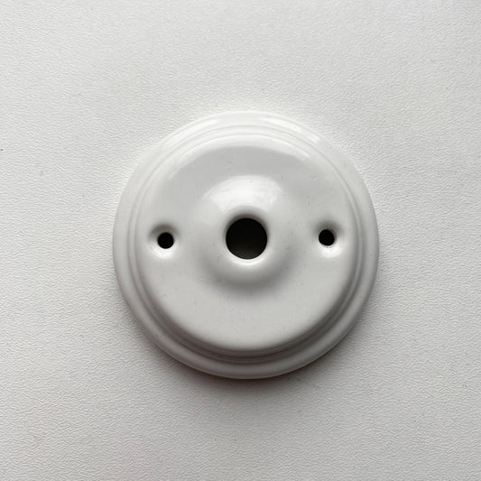 Ceiling Rose Flat Shape Porcelain Surface Mounting Vintage Loft Retro Cottage Ceramic White