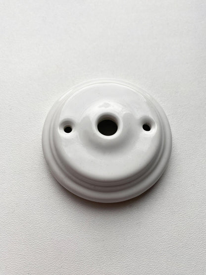 Ceiling Rose Flat Shape Porcelain Surface Mounting Vintage Loft Retro Cottage Ceramic White