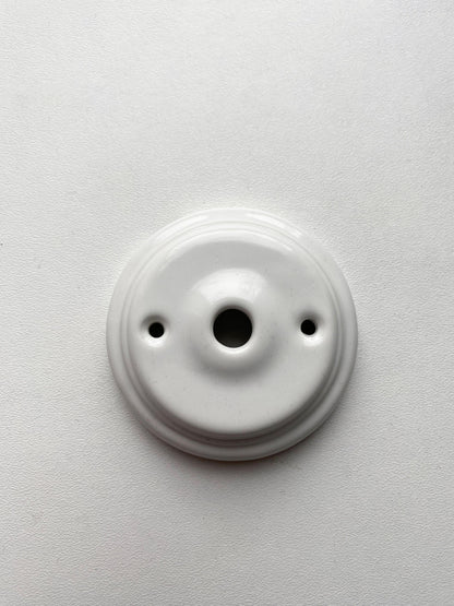 Ceiling Rose Flat Shape Porcelain Surface Mounting Vintage Loft Retro Cottage Ceramic White