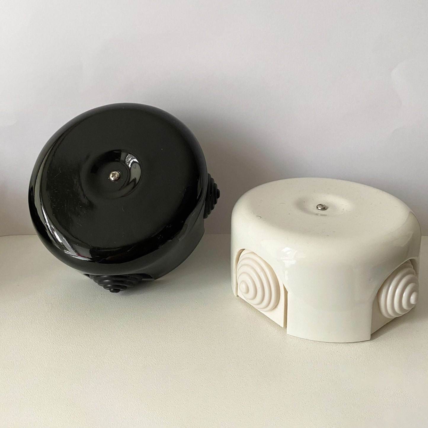 Porcelain Junction Box Loft Retro Cottage Ceramic Vintage Surface Mounting Black & White