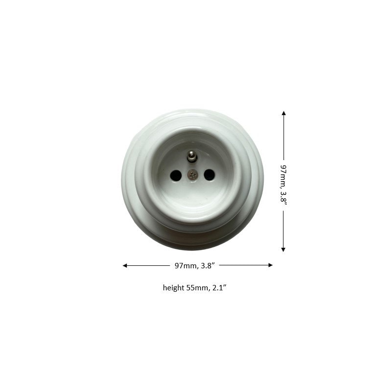 Surface-Mounting French Schuko Power Socket Porcelain Loft Retro Electrical Vintage Cottage Ceramic White