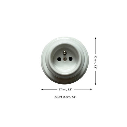Surface-Mounting French Schuko Power Socket Porcelain Loft Retro Electrical Vintage Cottage Ceramic White