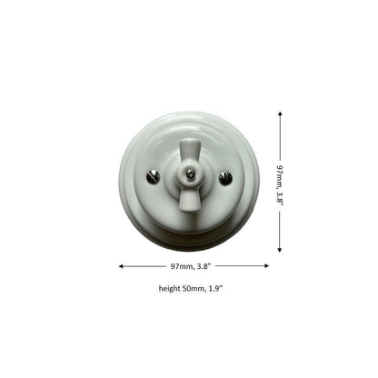 Surface-Mounting Rotary Light Switch Type - 2 Double One-way Porcelain Loft Retro Vintage Cottage Ceramic White
