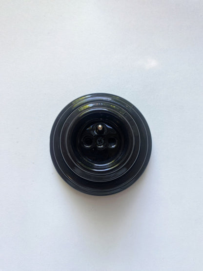 Surface-Mounting French Schuko Power Socket Porcelain Loft Retro Electrical Vintage Cottage Ceramic Black