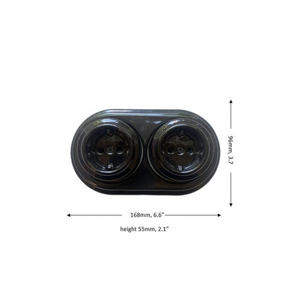 Surface-Mounting Double Frame German Schuko Power Socket Porcelain Loft Retro Electrical Vintage Cottage Ceramic Black