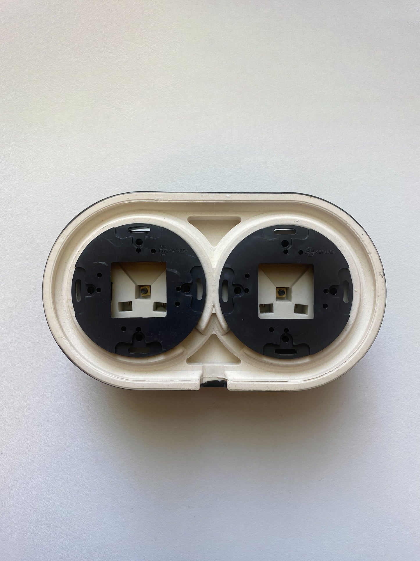 Surface-Mounting Double Frame German Schuko Power Socket Porcelain Loft Retro Electrical Vintage Cottage Ceramic Black