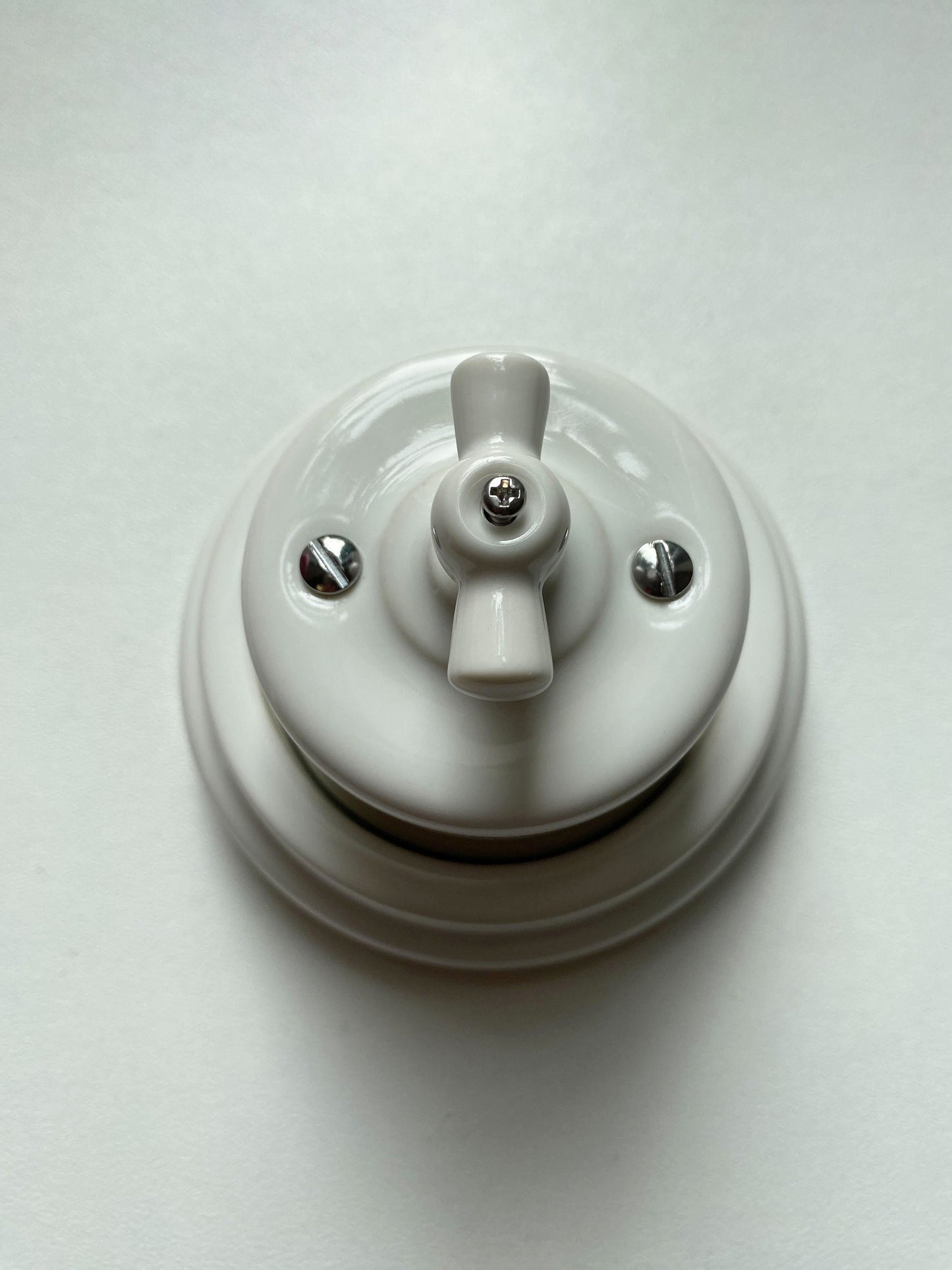 Surface-Mounting Rotary Light Switch Type - 2 Double One-way Porcelain Loft Retro Vintage Cottage Ceramic White