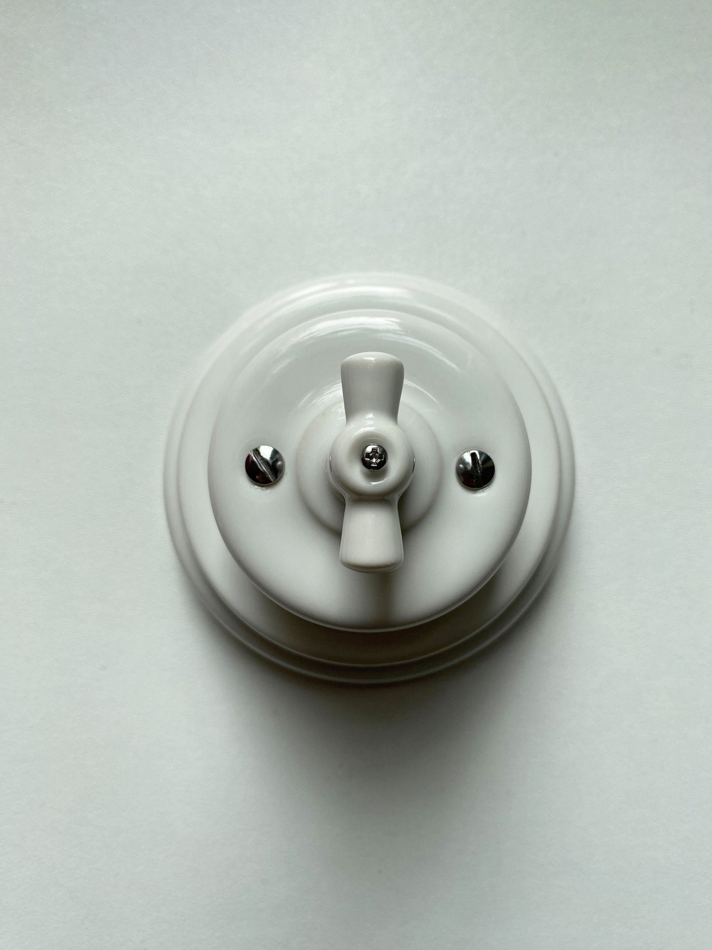 Surface-Mounting Rotary Light Switch Type - 2 Double One-way Porcelain Loft Retro Vintage Cottage Ceramic White