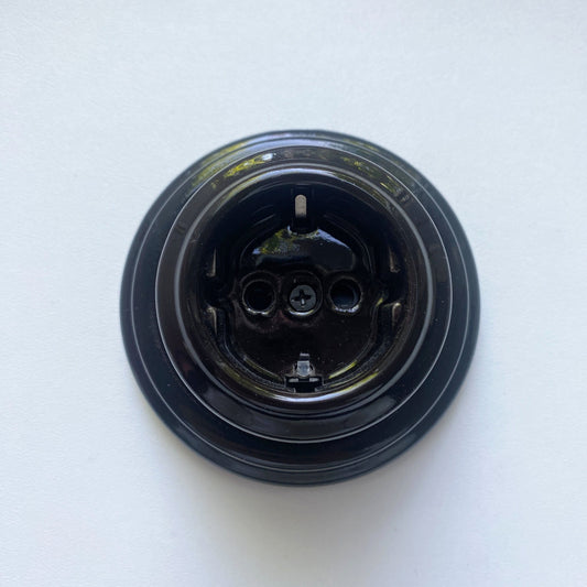 Surface-Mounting German Schuko Power Socket Porcelain Loft Retro Electrical Vintage Cottage Ceramic Black