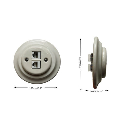 Porcelain Loft Retro Electrical Network CAT.5E Socket RJ45 Flush-Mounting Vintage Cottage Ceramic White