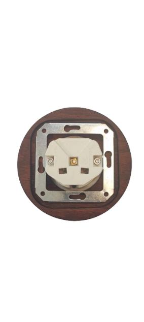 Wooden German Power Socket Porcelain Loft Retro Electrical Flush-Mounting Vintage Cottage Ceramic Dark Wood With White