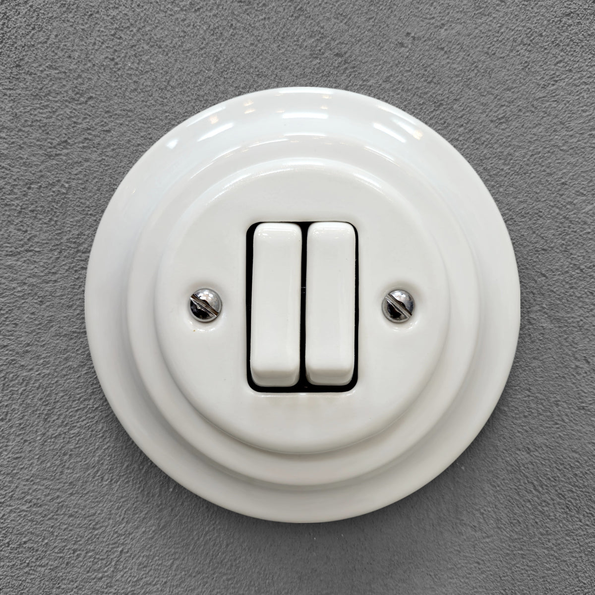 Flush Mount 2-Gang Rocker Roller Shutter Switch - White Porcelain