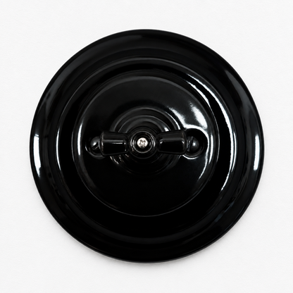 Flush Mount Rotary Roller Shutter Switch - Black Porcelain