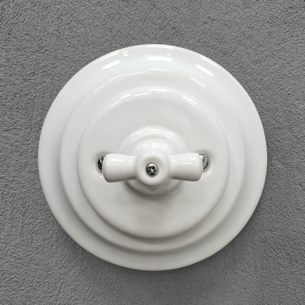 Flush Mount Rotary Doorbell Switch - White Porcelain