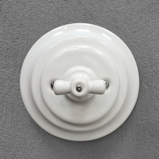 Flush Mount Rotary Roller Shutter Switch - White Porcelain