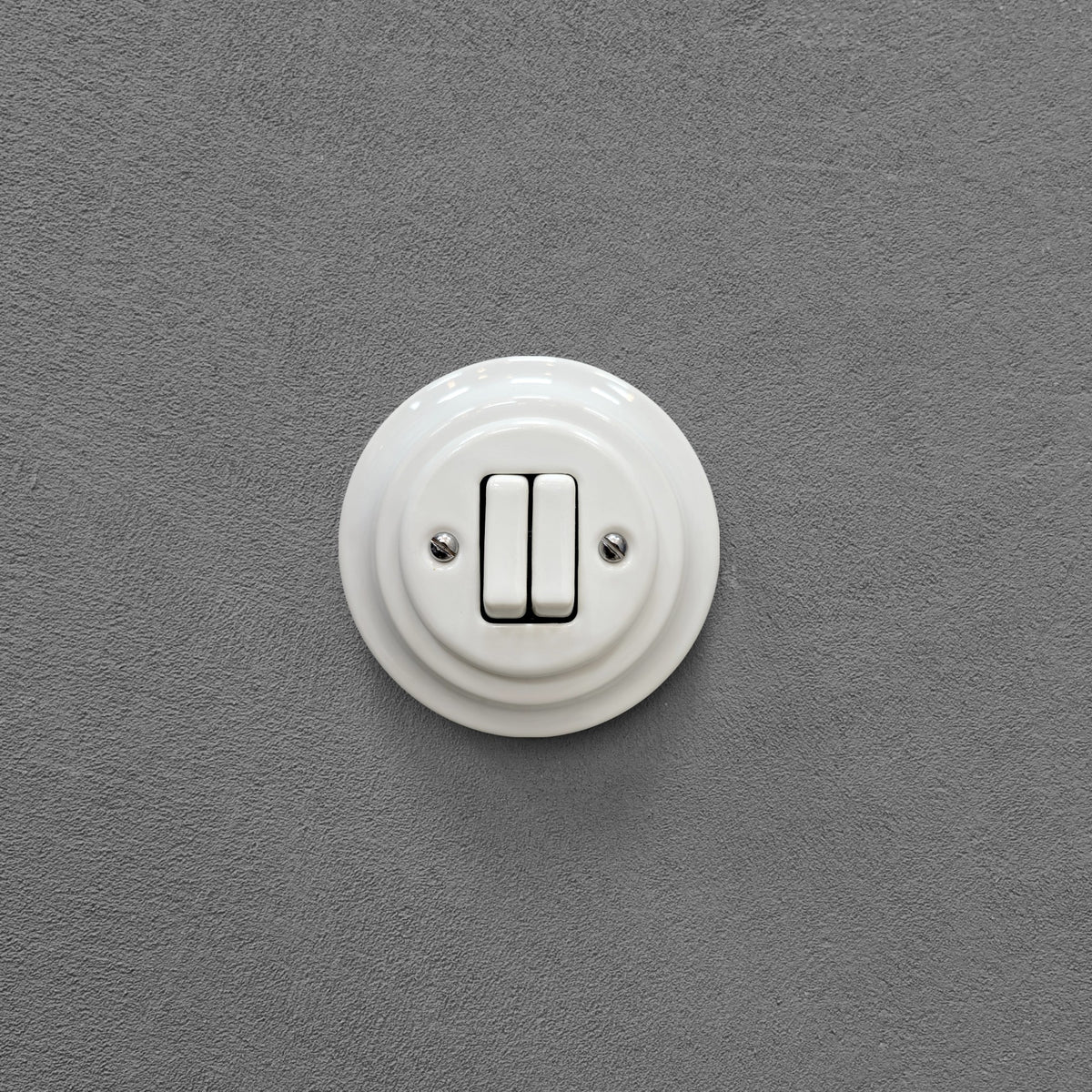 Flush Mount 2-Gang Rocker Roller Shutter Switch - White Porcelain