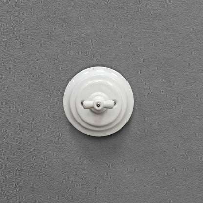 Flush Mount Rotary Doorbell Switch - White Porcelain
