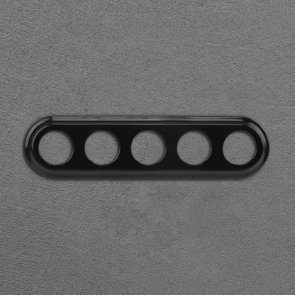 Flush Mount Socket and Switch Fivefold Frame in Black Porcelain