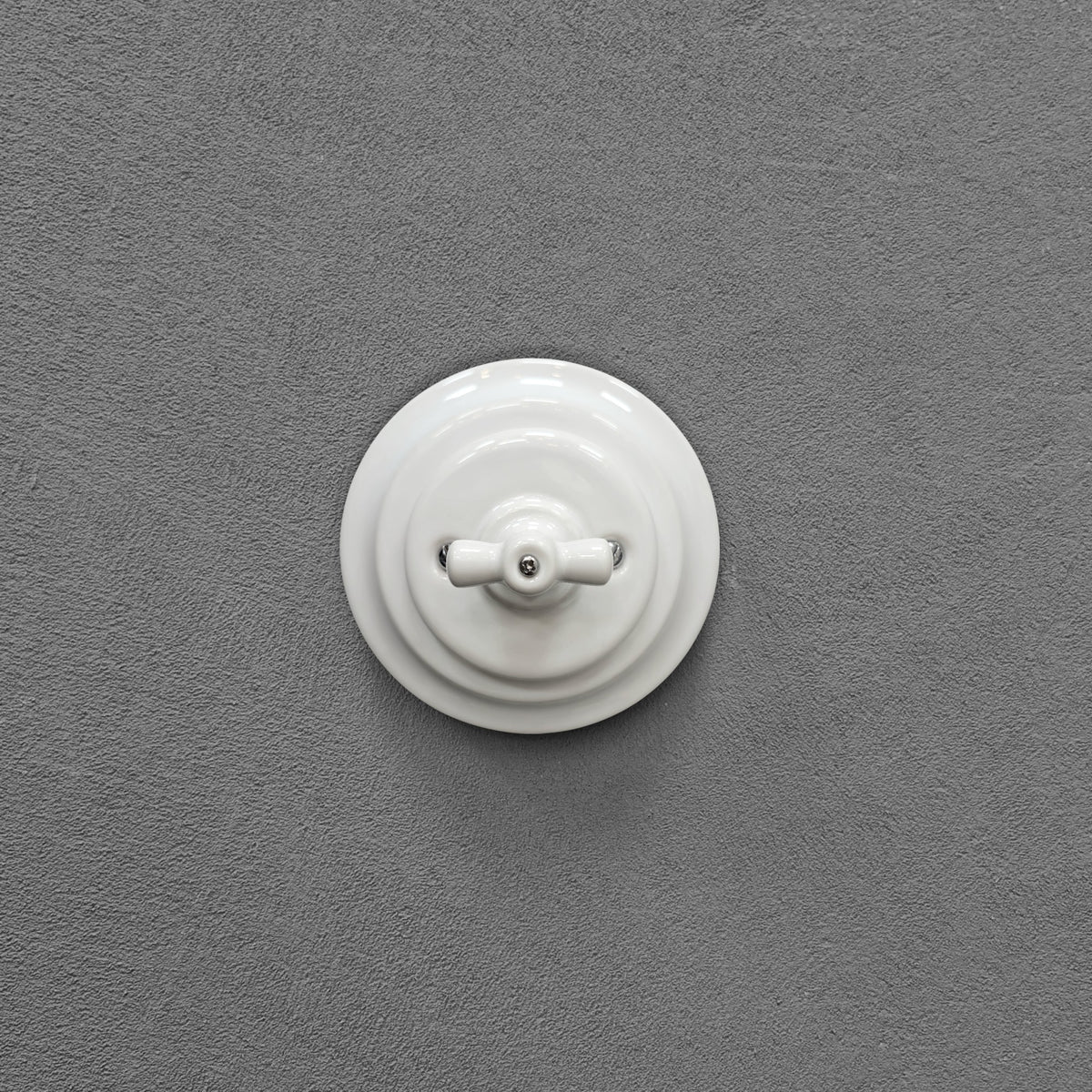 Flush Mount Rotary Roller Shutter Switch - White Porcelain