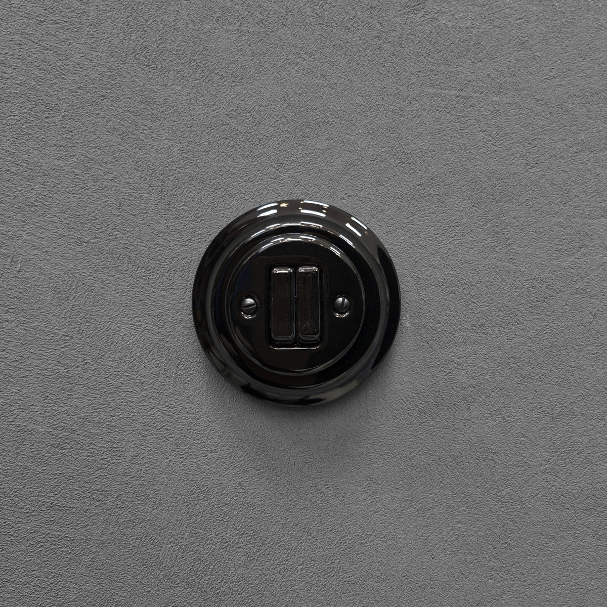 Flush Mount 2-Gang Rocker Roller Shutter Switch - Black Porcelain