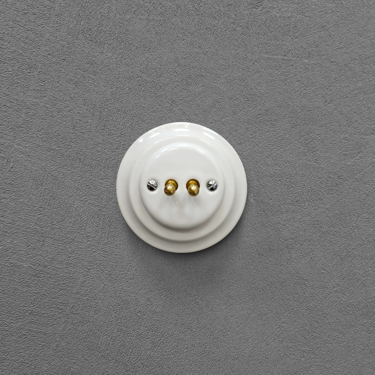 Flush Mount 2-Gang Toggle Roller Shutter Switch - White Porcelain