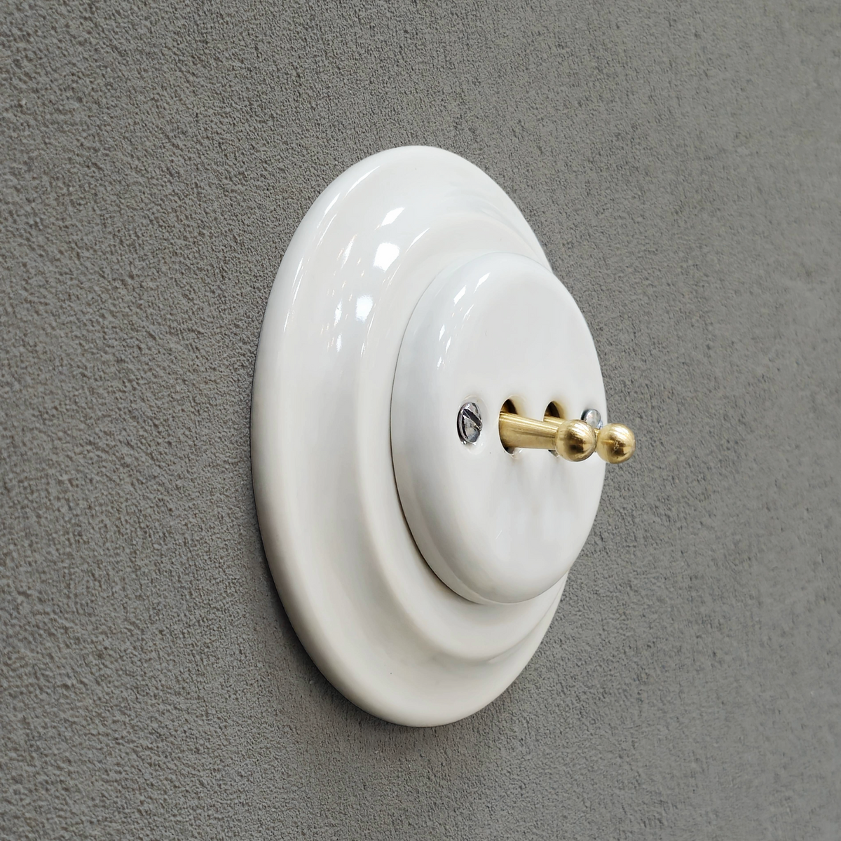 Flush Mount 2-Gang Toggle Roller Shutter Switch - White Porcelain