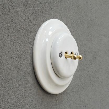 Flush Mount 2-Gang Toggle Roller Shutter Switch - White Porcelain
