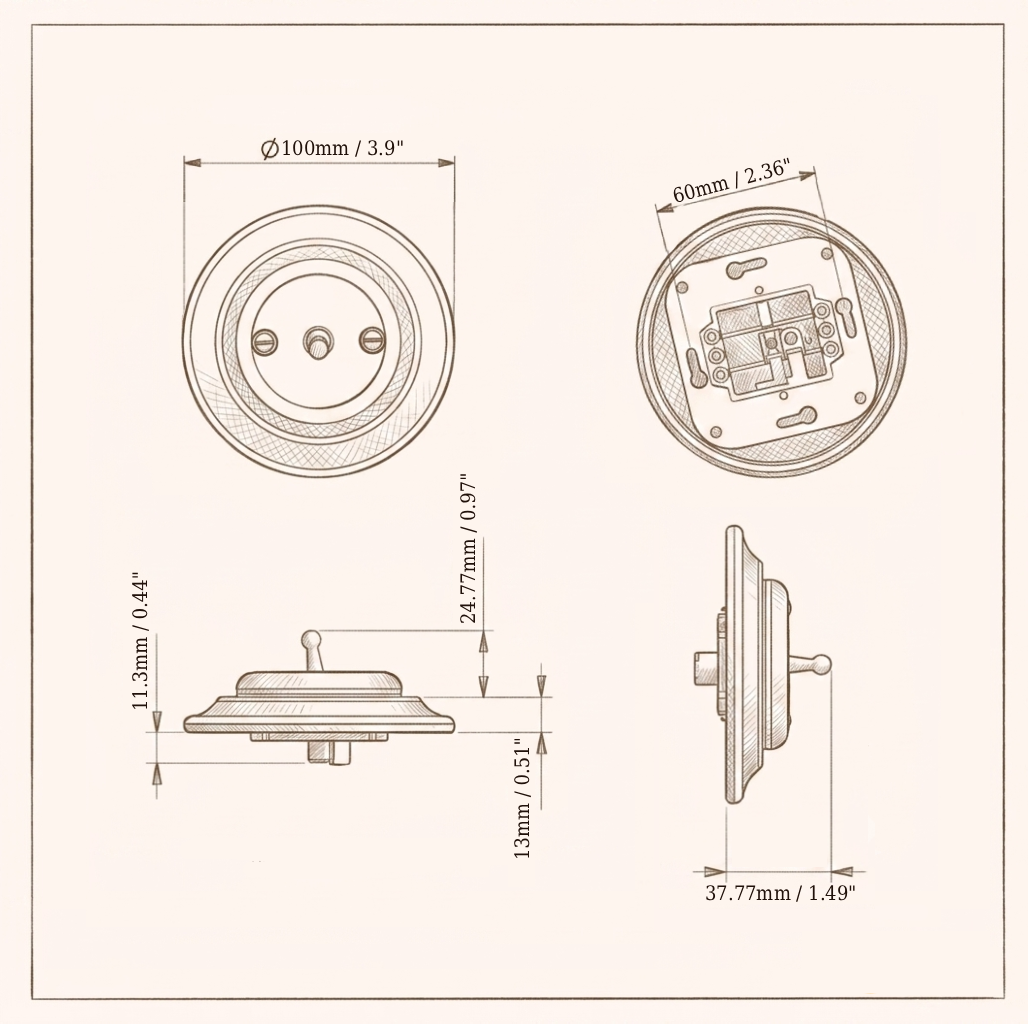 Flush Mount 1-Gang 2-Way Toggle Momentary Switch - Single in Black Porcelain