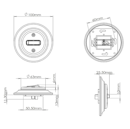 Flush Mount 1-Gang 2-Way Rocker Doorbell Switch - Single in Black Porcelain