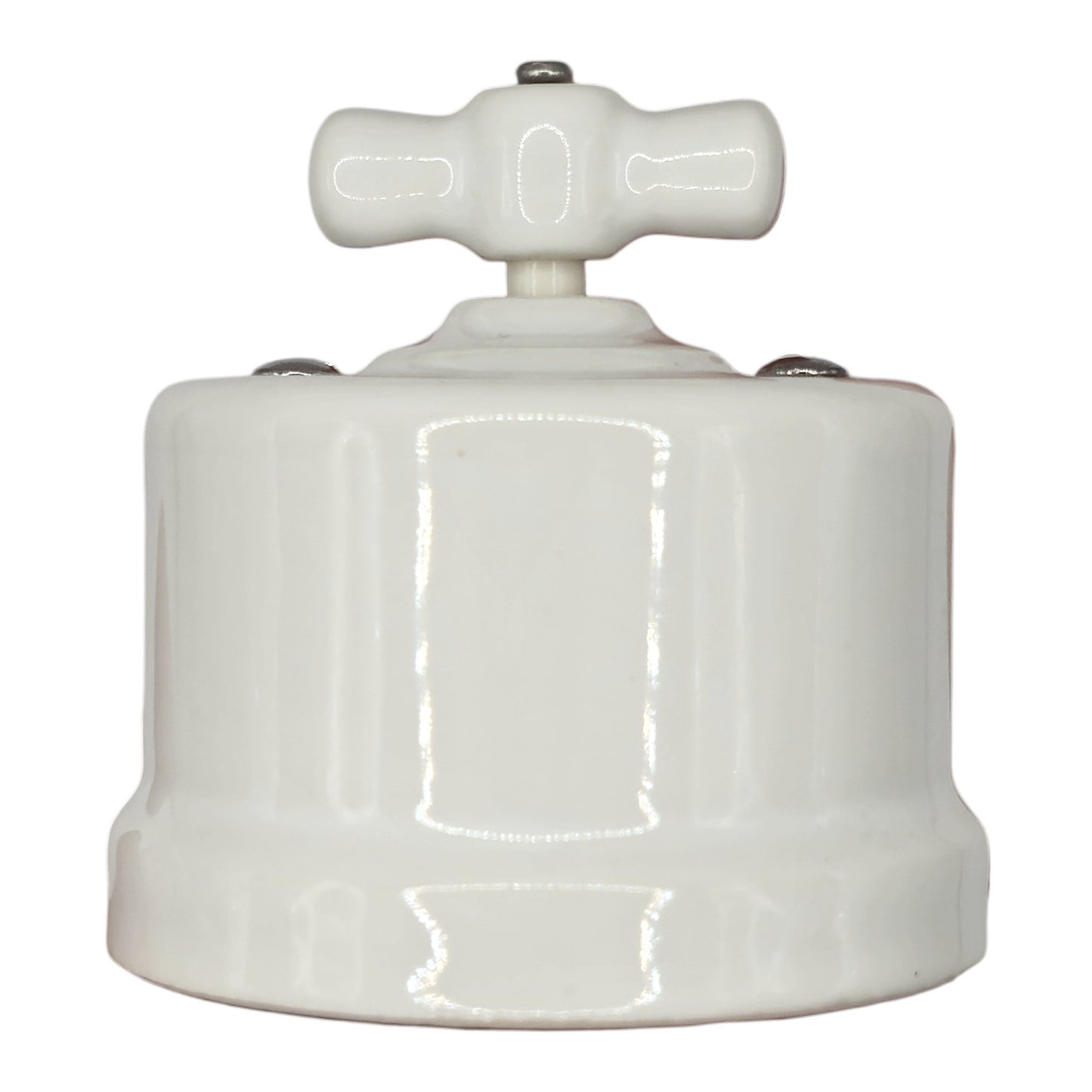 white porcelain double1way rotary switch insert, surface-mount, side