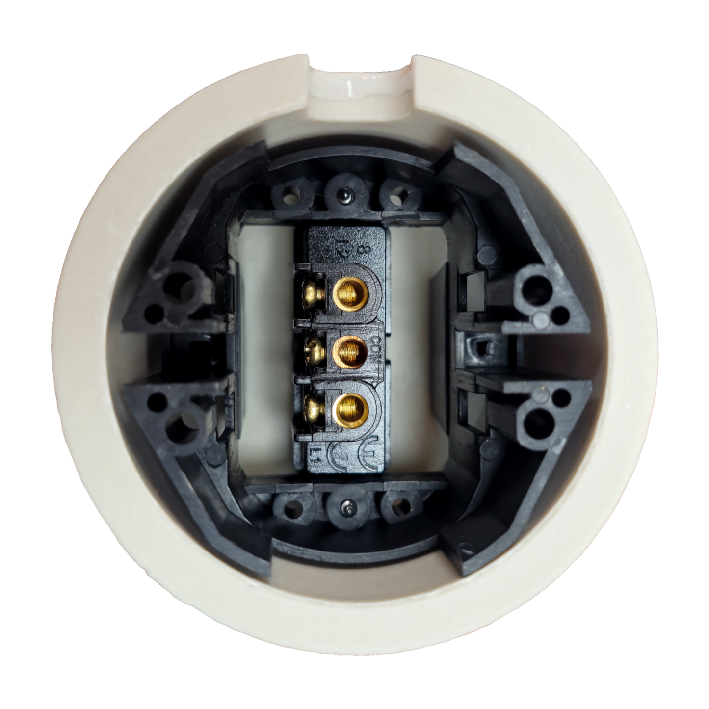 white porcelain 1gang2way toggle light switch, surface-mount, back