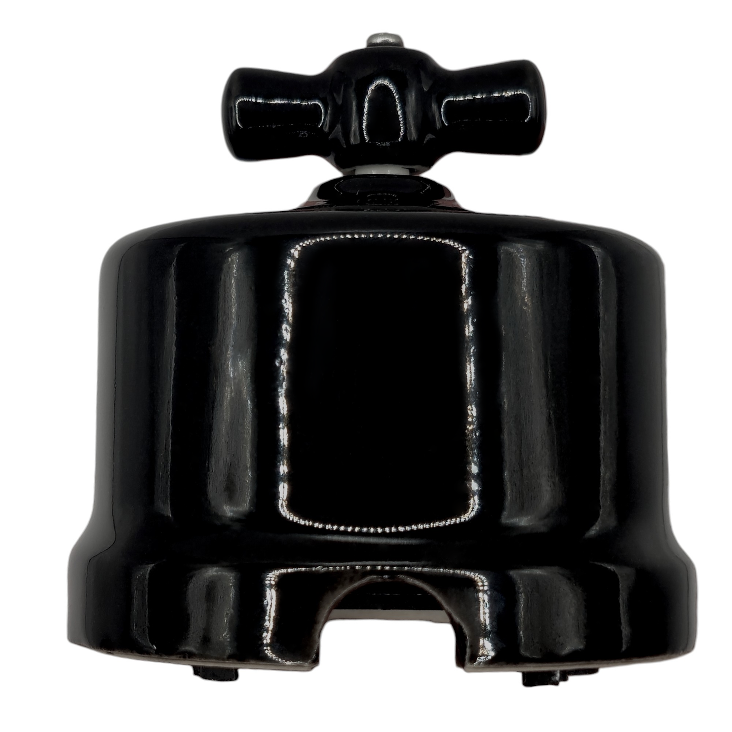black porcelain 1gang2way rotary switch insert, surface-mount, side