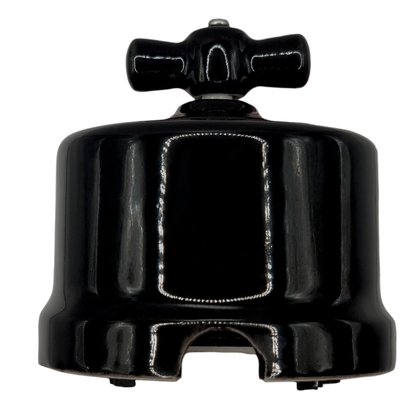 black porcelain 1gang2way rotary switch insert, surface-mount, side