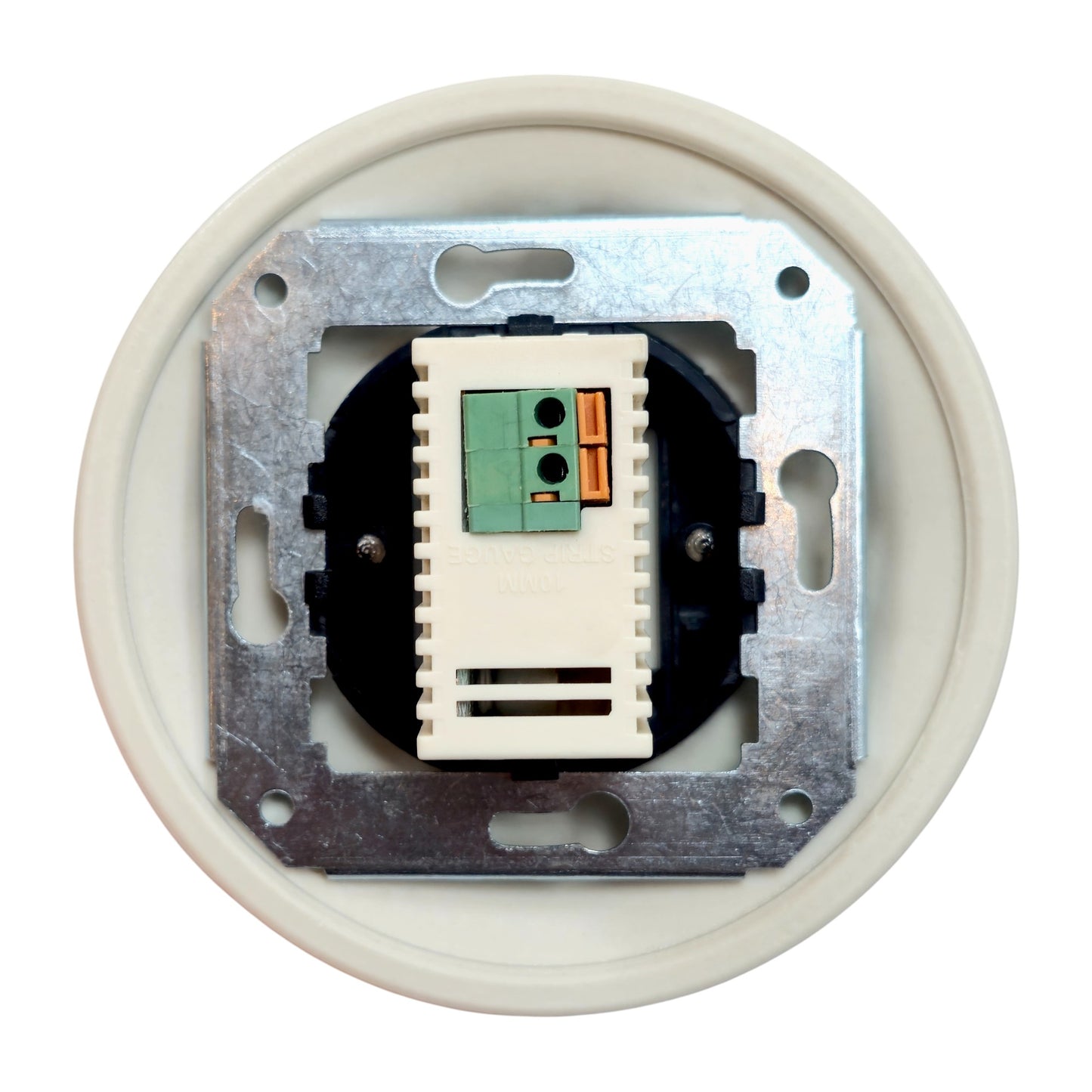 White porcelain USB-A charging socket, flush-mounted, back