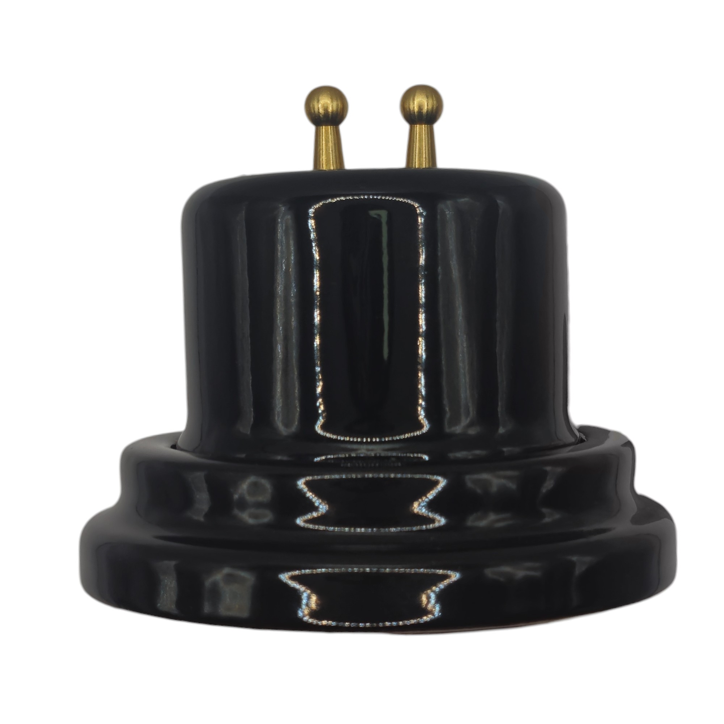 black porcelain 2gang2way toggle light switch, surface-mount, side