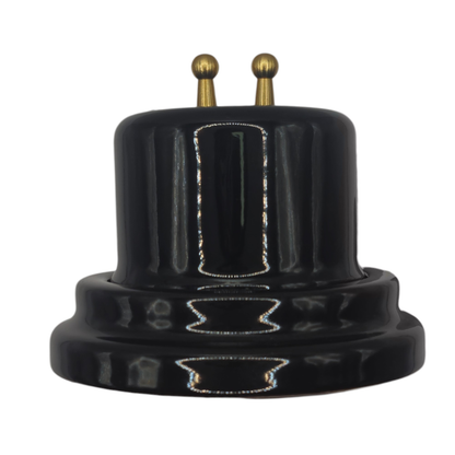 black porcelain 2gang2way toggle light switch, surface-mount, side