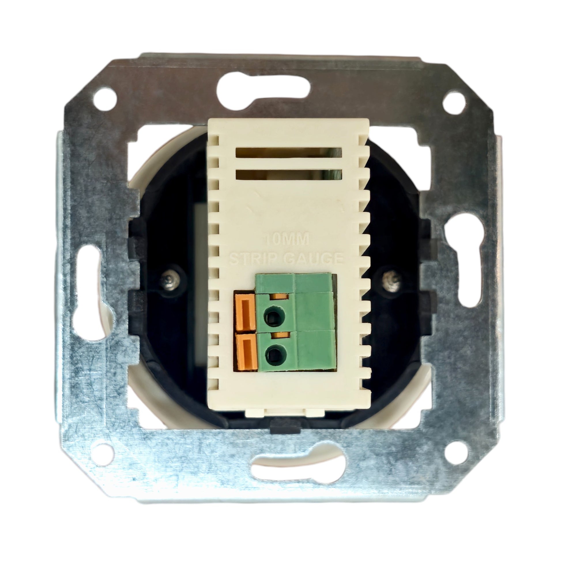 White porcelain USB-A charging socket insert, flush-mounted, back