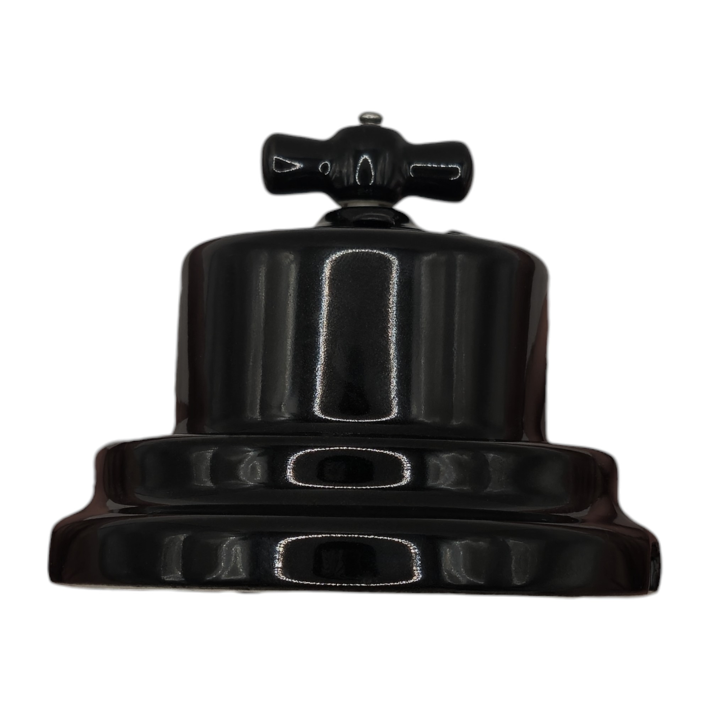 black porcelain double1way rotary light switch, surface-mount, side