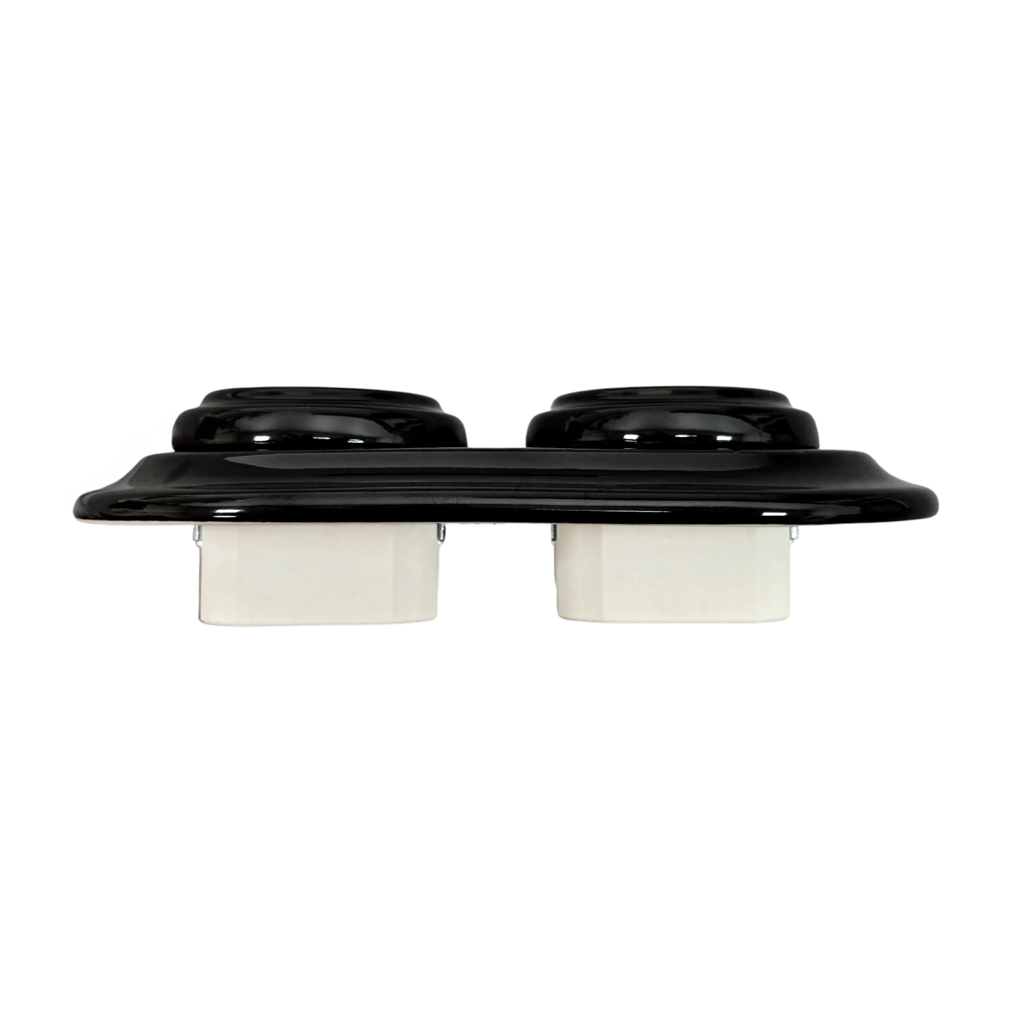 Flush-Mounting Double Frame French Power Socket Porcelain Loft Retro Electrical Vintage Cottage Ceramic Black