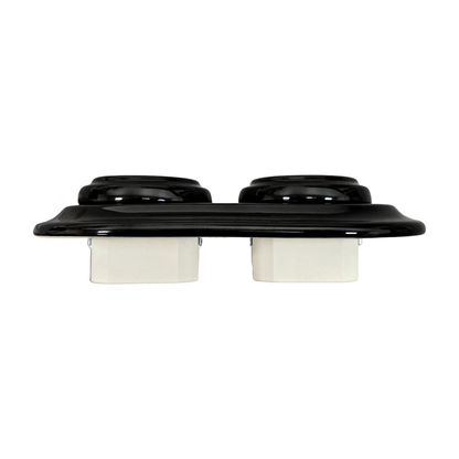 Flush-Mounting Double Frame French Power Socket Porcelain Loft Retro Electrical Vintage Cottage Ceramic Black
