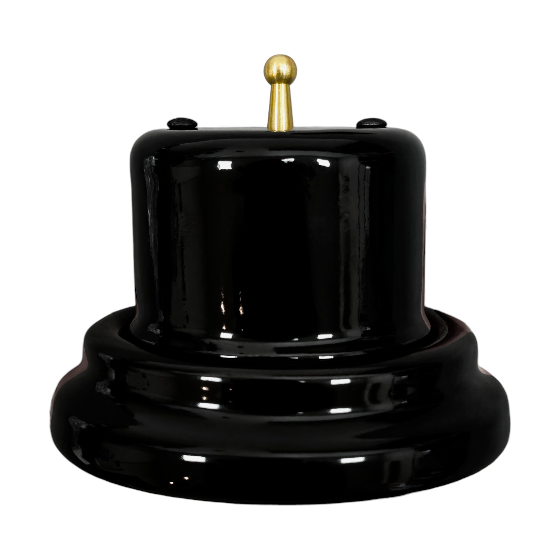 black porcelain 1gang2way toggle light switch, surface-mount, side